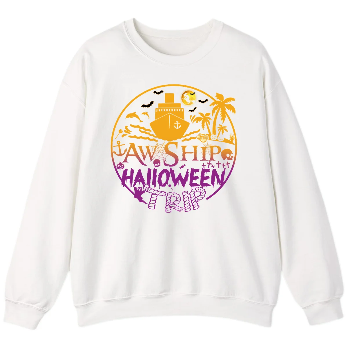 Ship Halloween Cruise Sweatshirt in White
