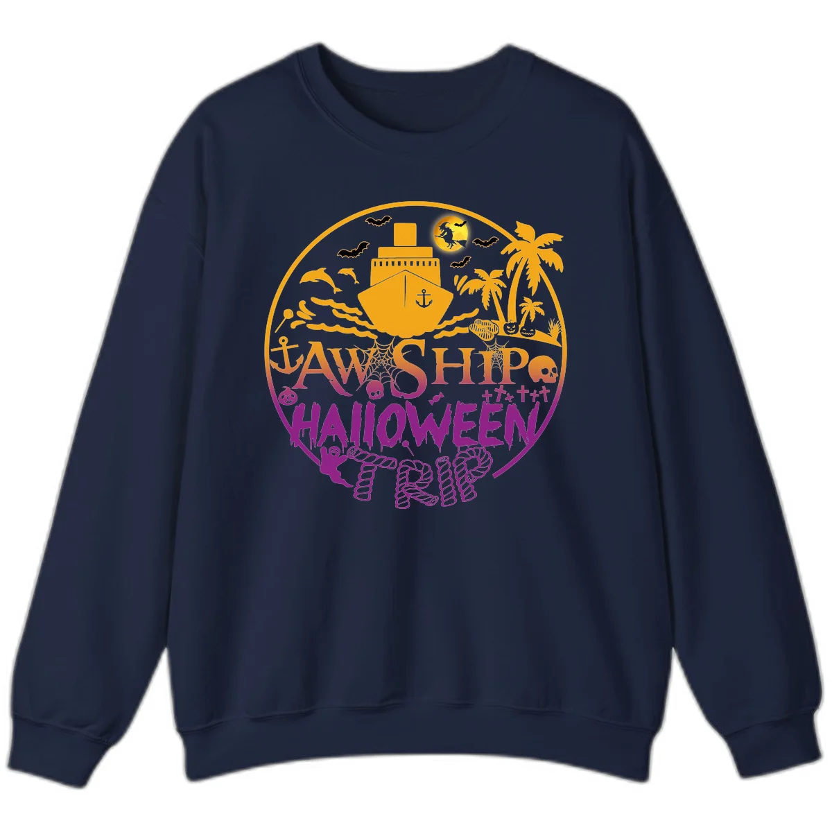 Ship Halloween Cruise Sweatshirt in Navy