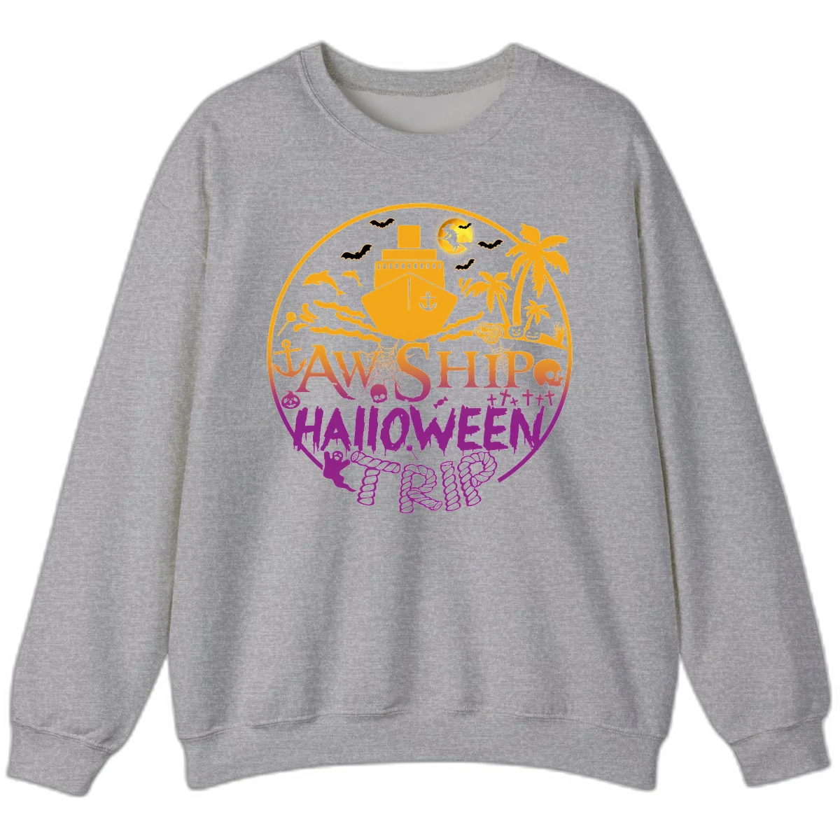 Ship Halloween Cruise Sweatshirt in Sport Grey
