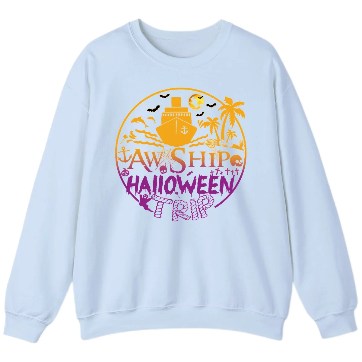 Ship Halloween Cruise Sweatshirt in Light Blue