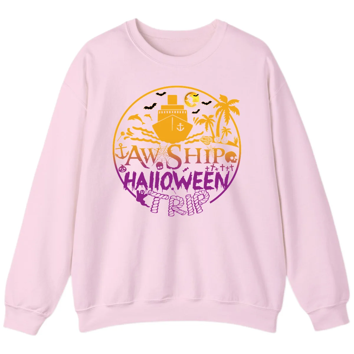 Ship Halloween Cruise Sweatshirt in Light Pink