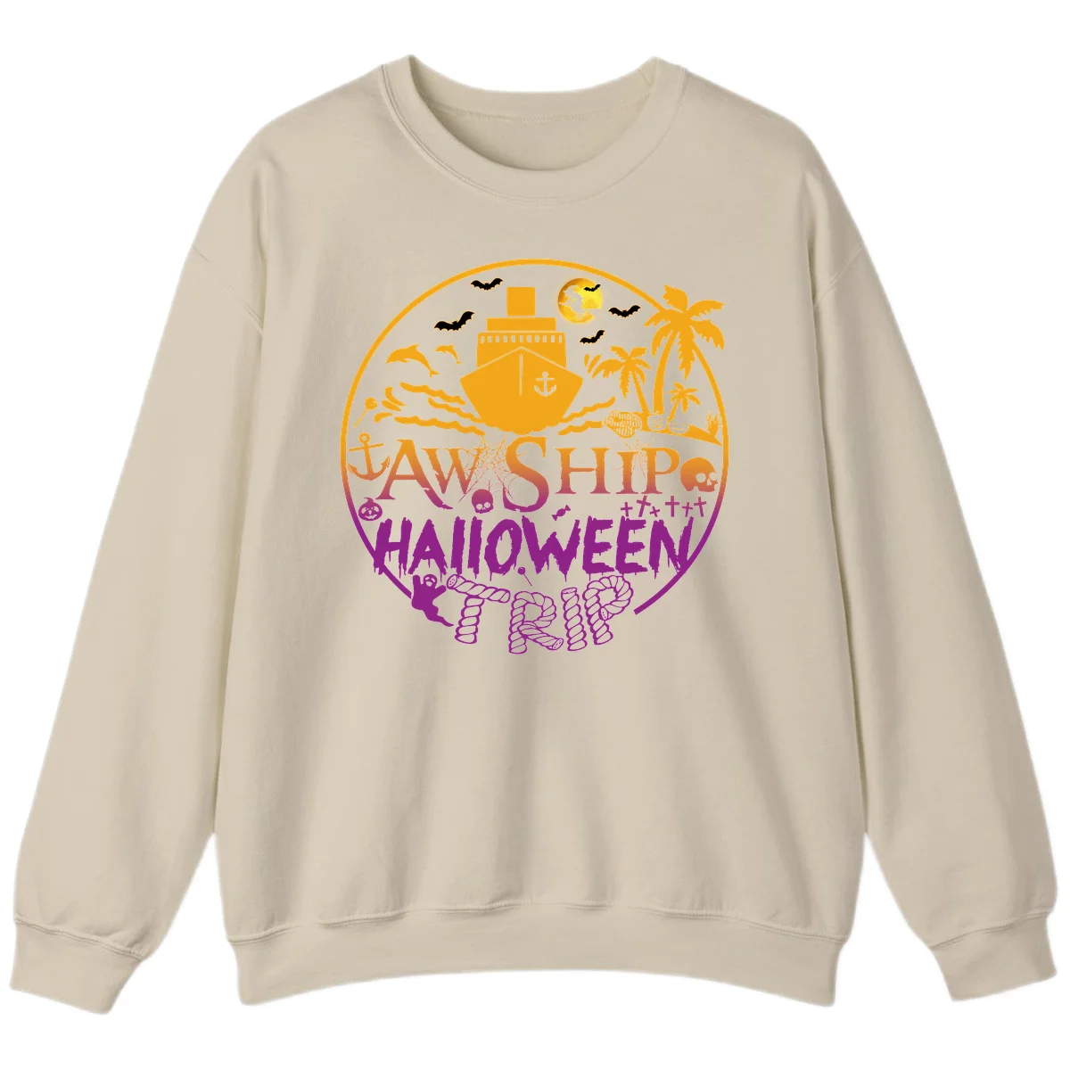 Ship Halloween Cruise Sweatshirt in Sand