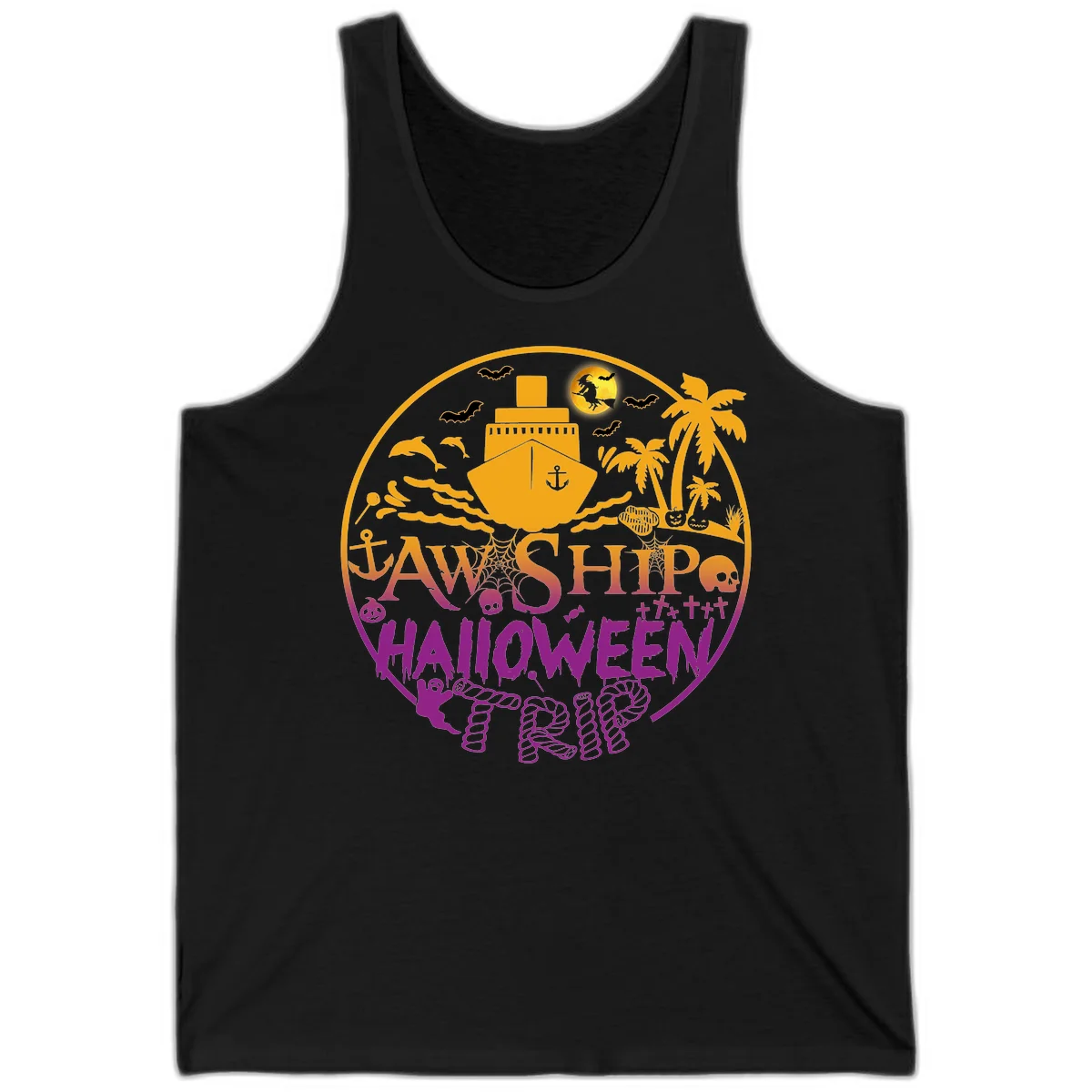 Ship Halloween Cruise Tank Top in Black
