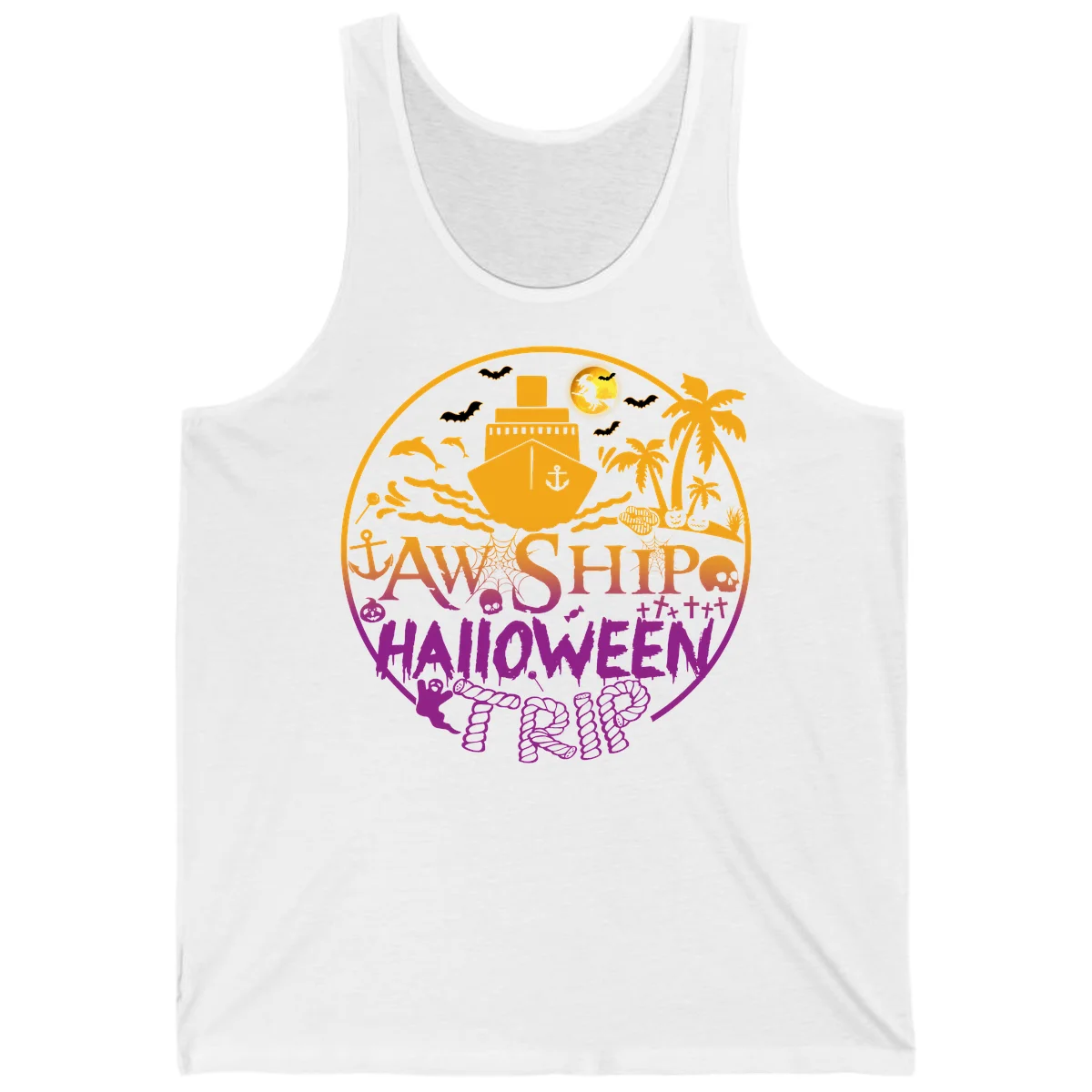 Ship Halloween Cruise Tank Top in White