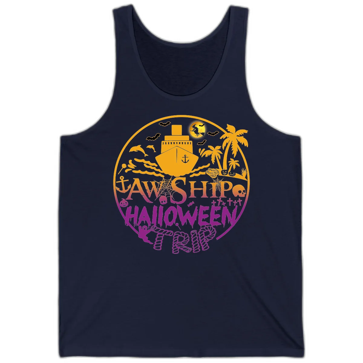 Ship Halloween Cruise Tank Top in Navy