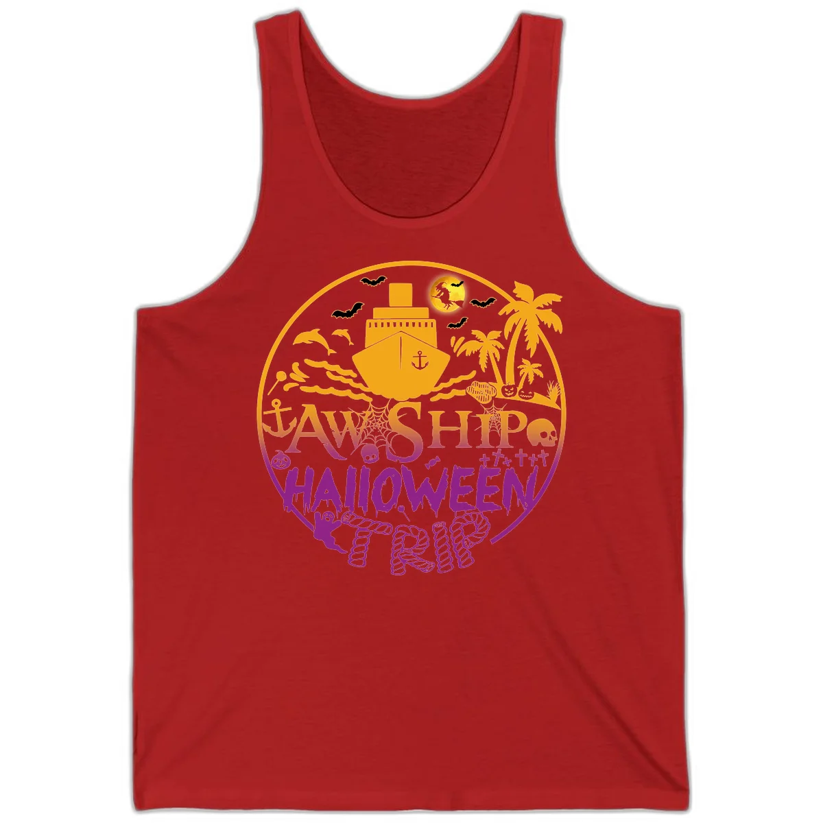 Ship Halloween Cruise Tank Top in Red