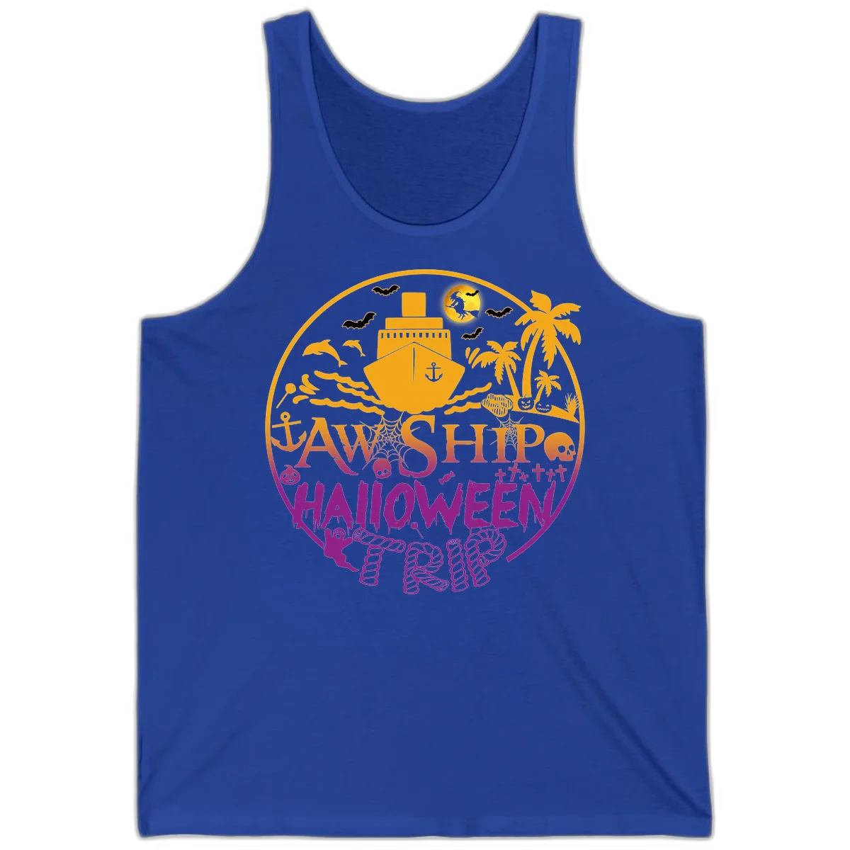 Ship Halloween Cruise Tank Top in True Royal