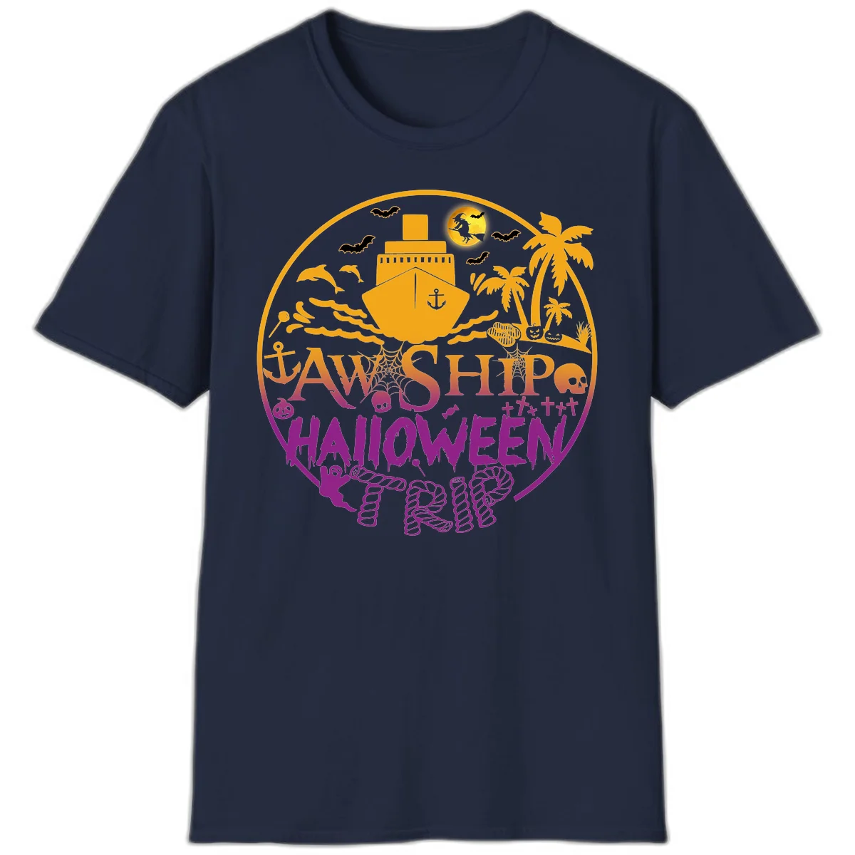 Ship Halloween Cruise T-Shirt in Navy