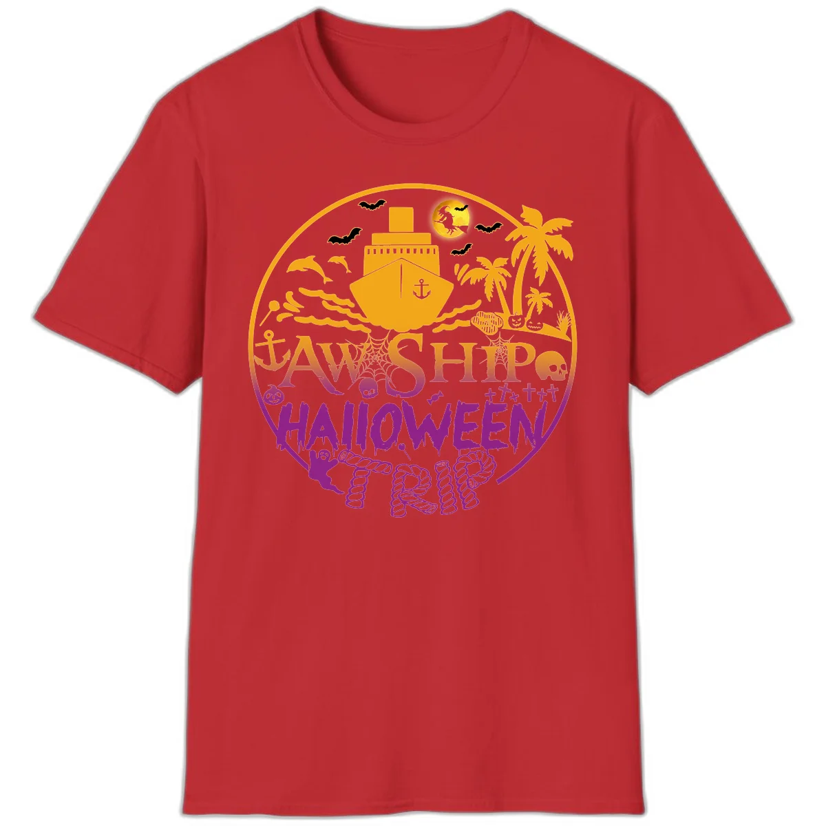 Ship Halloween Cruise T-Shirt in Red