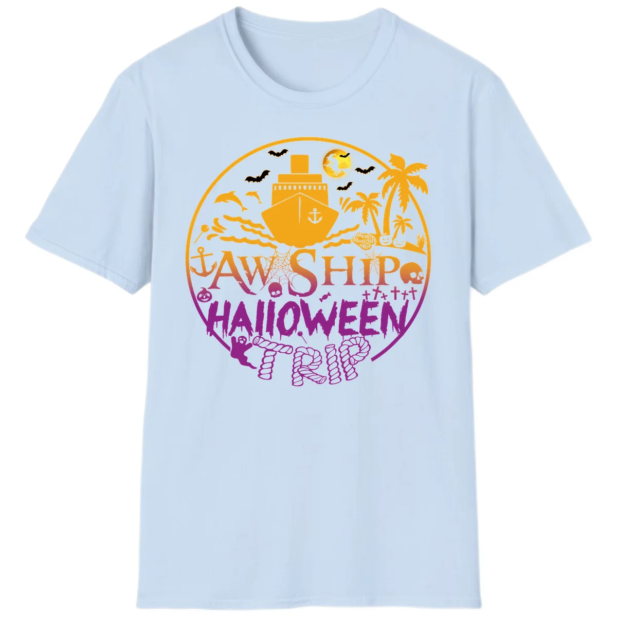 Ship Halloween Cruise T-Shirt in Light Blue