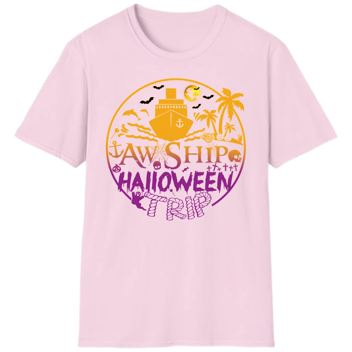 Ship Halloween Cruise T-Shirt in Light Pink