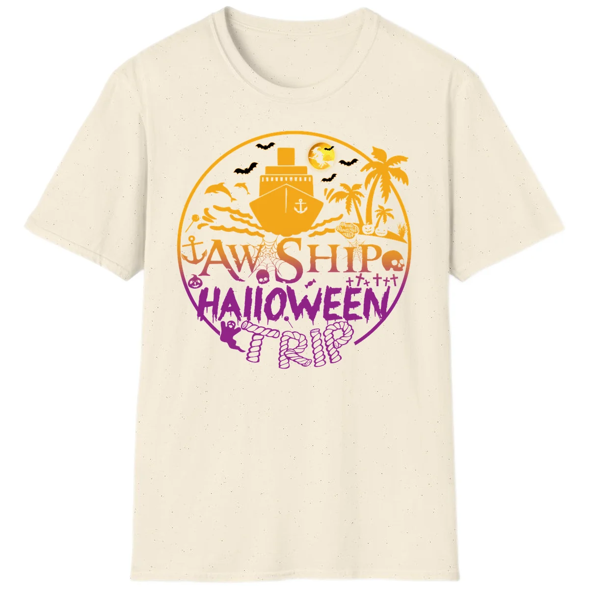 Ship Halloween Cruise T-Shirt in Natural
