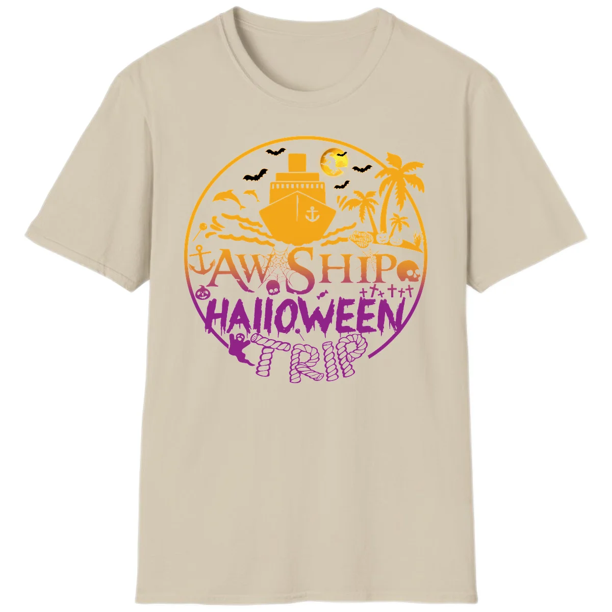 Ship Halloween Cruise T-Shirt in Sand