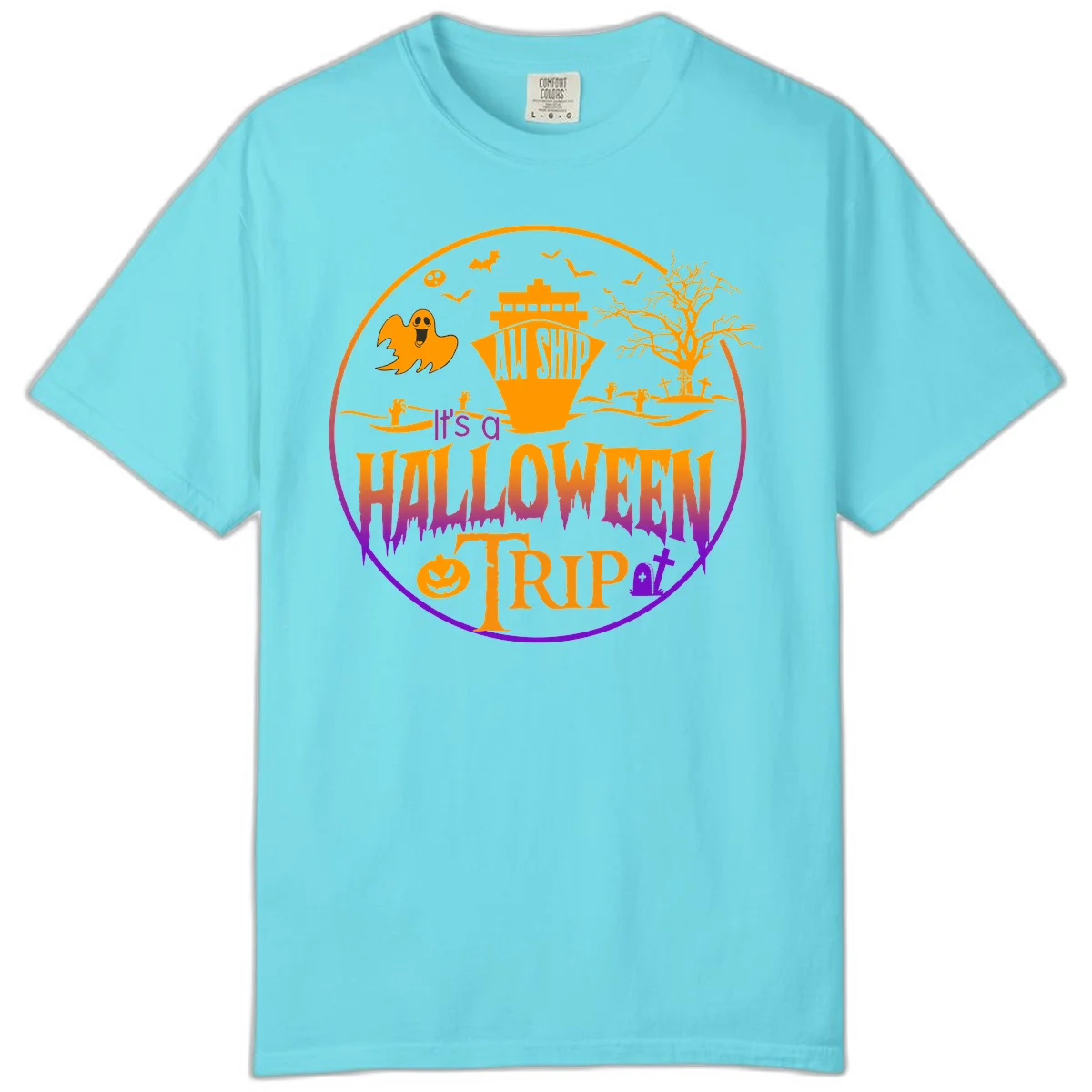 It's A Halloween Trip Comfort Color in Lagoon Blue