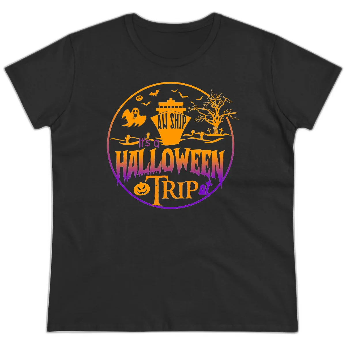 It's A Halloween Trip Ladies Tee in Black
