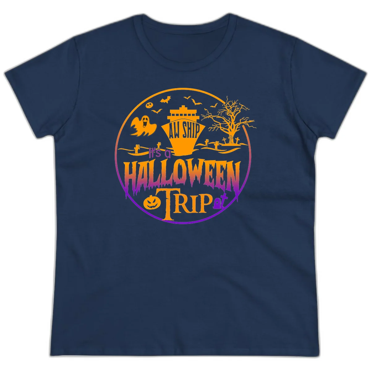 It's A Halloween Trip Ladies Tee in Navy