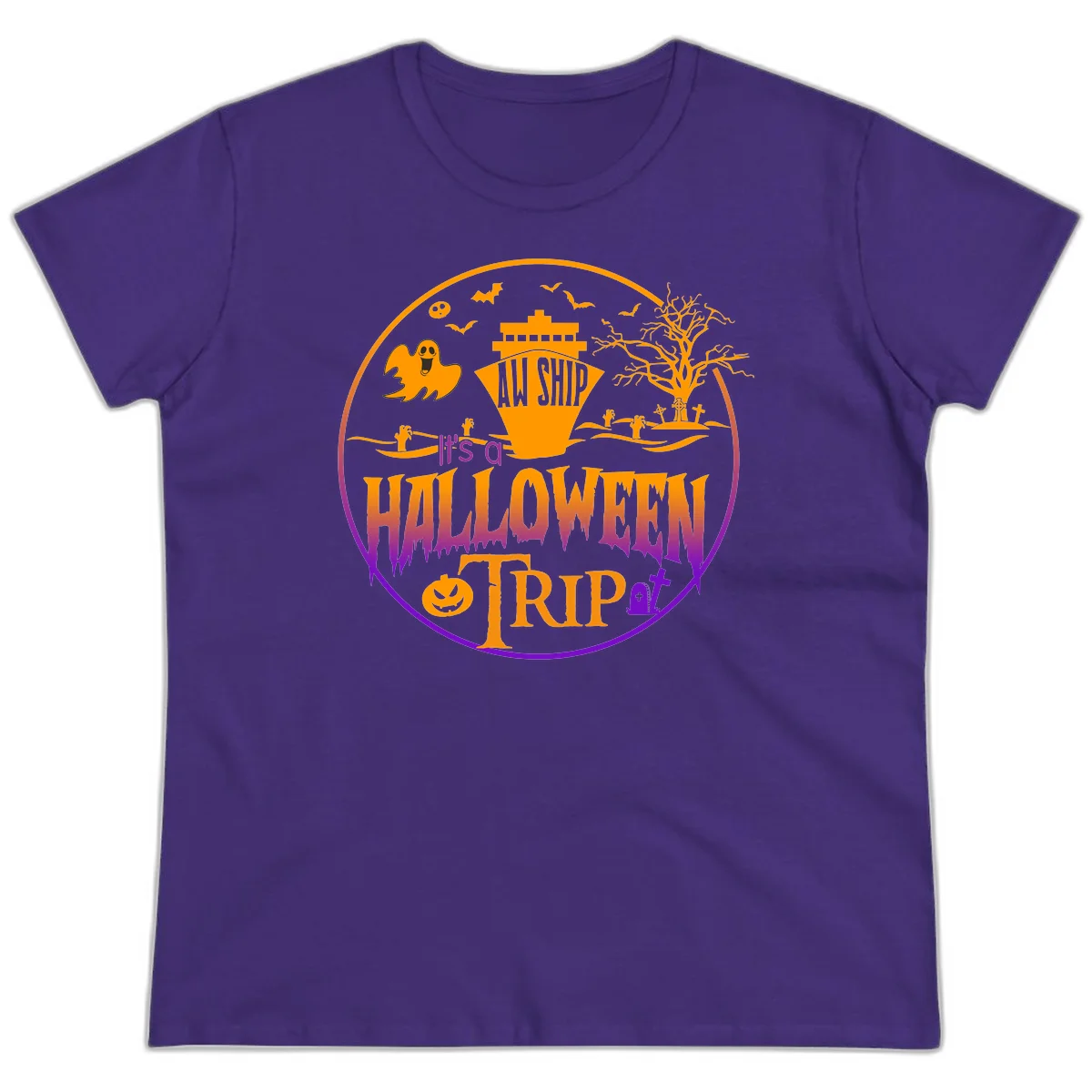 It's A Halloween Trip Ladies Tee in Purple