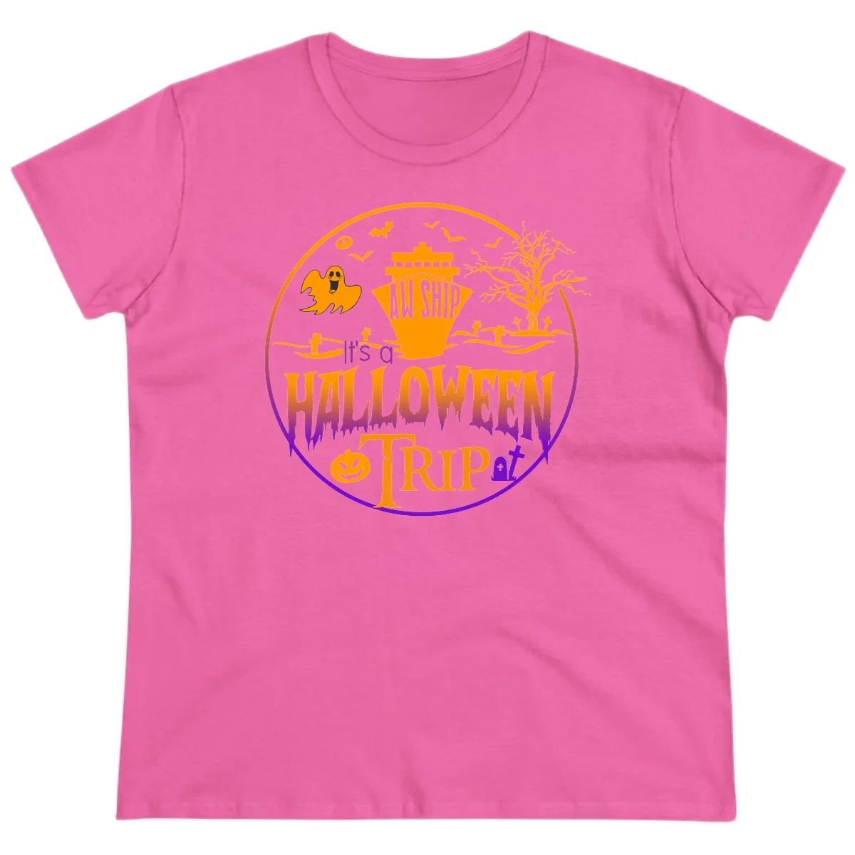 It's A Halloween Trip Ladies Tee in Azalea