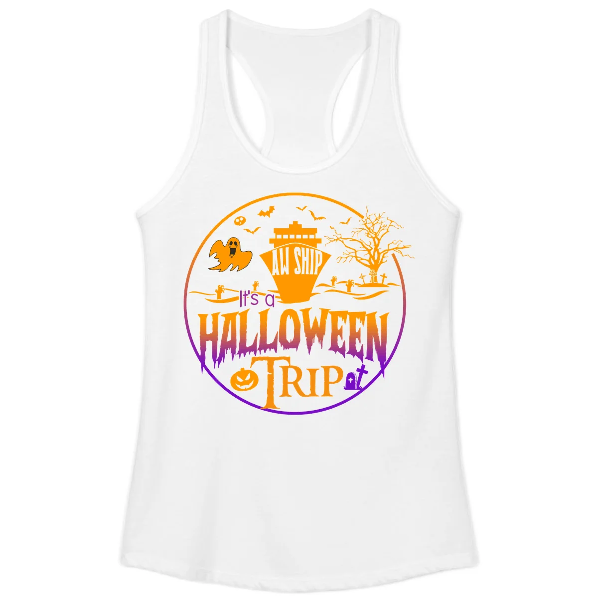 It's A Halloween Trip Ladies Tank in White