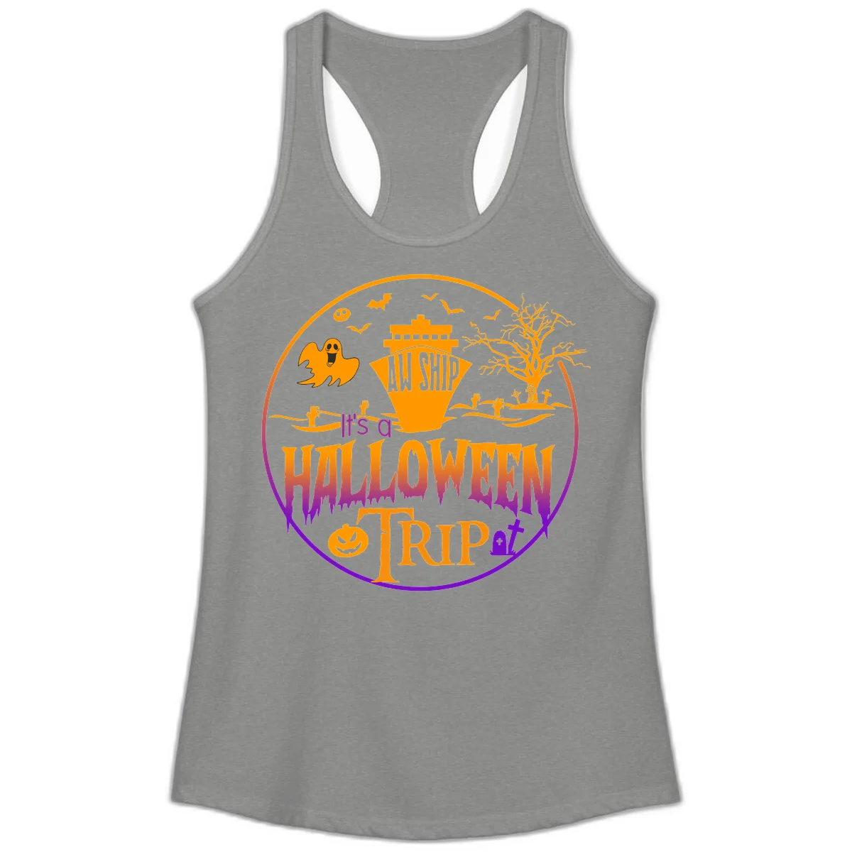 It's A Halloween Trip Ladies Tank in Heather Grey