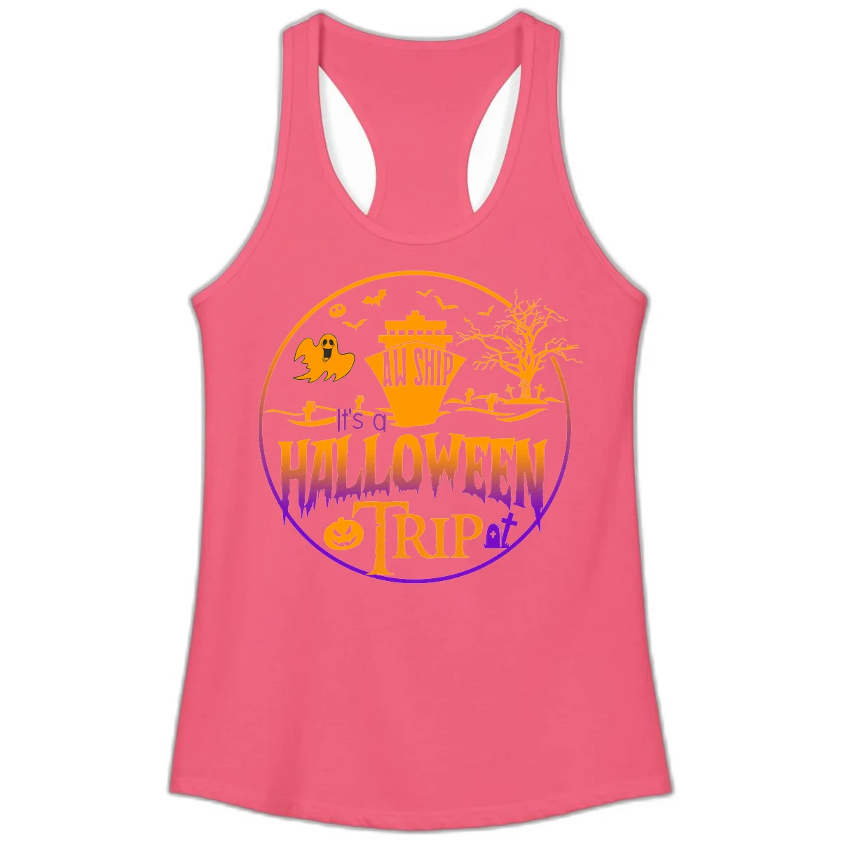 It's A Halloween Trip Ladies Tank in Hot Pink