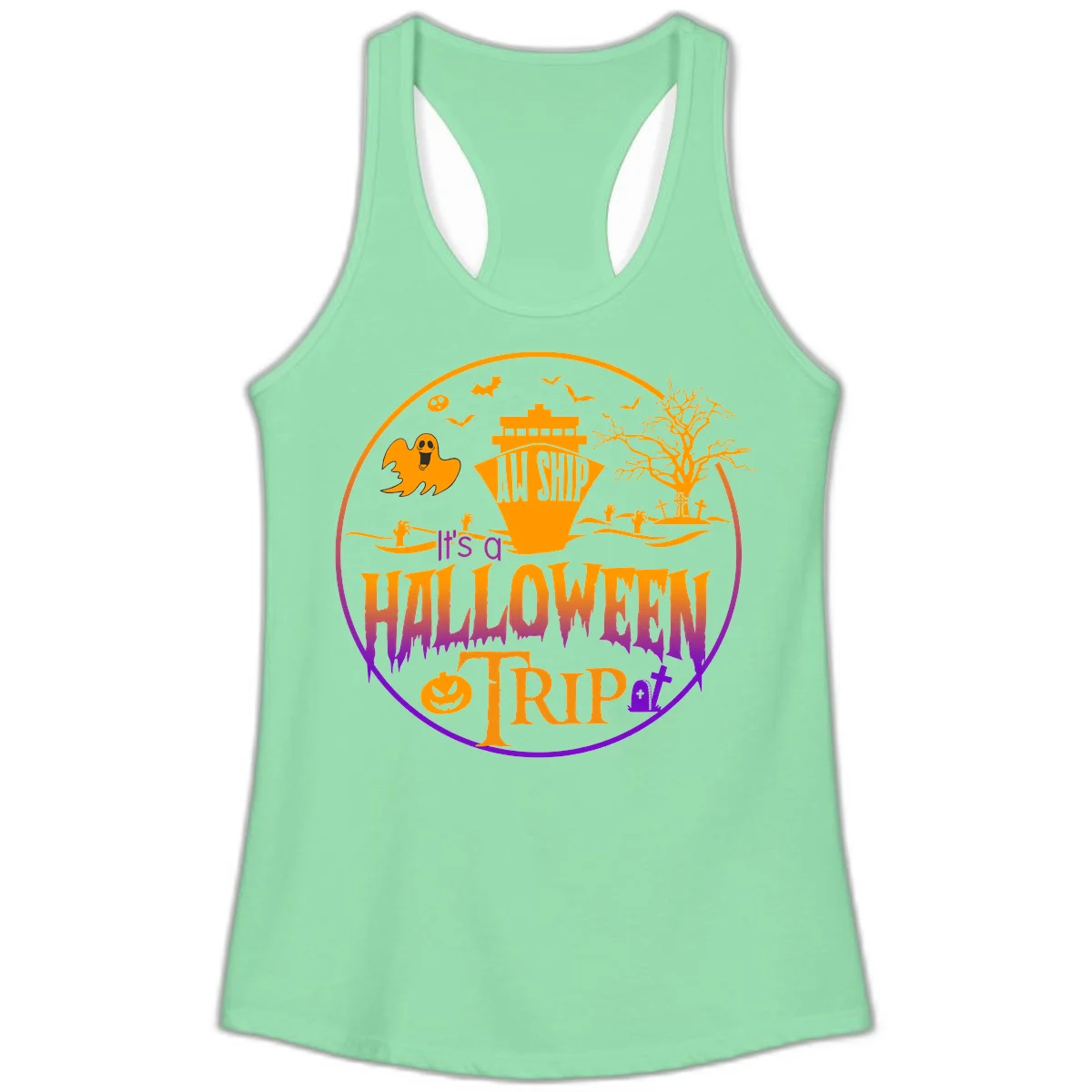It's A Halloween Trip Ladies Tank in Solid Mint