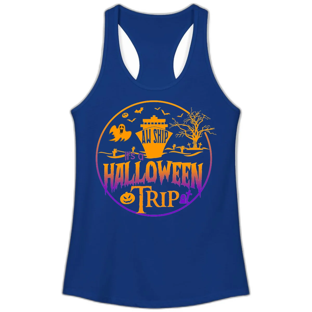 It's A Halloween Trip Ladies Tank in Solid Royal