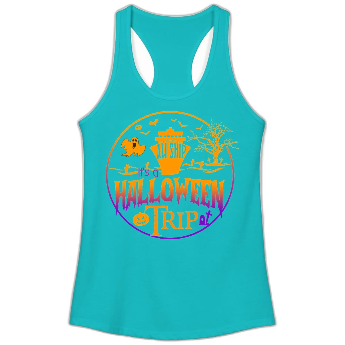 It's A Halloween Trip Ladies Tank in Tahiti Blue