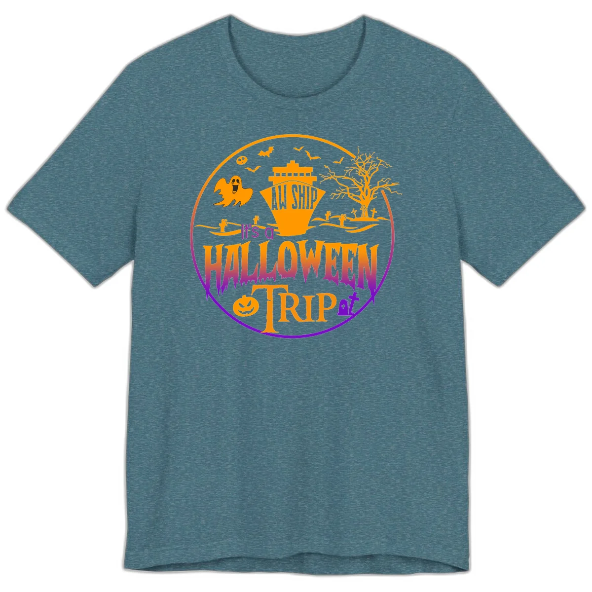 It's A Halloween Trip Premium T-Shirt in Heather Deep Teal