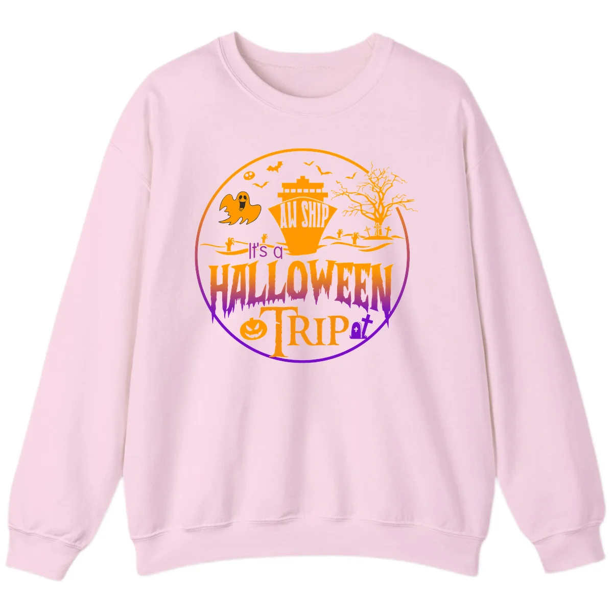 It's A Halloween Trip Sweatshirt in Light Pink