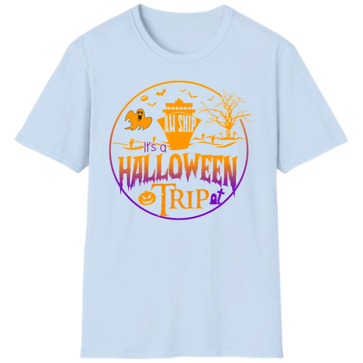 It's A Halloween Trip T-Shirt in Light Blue