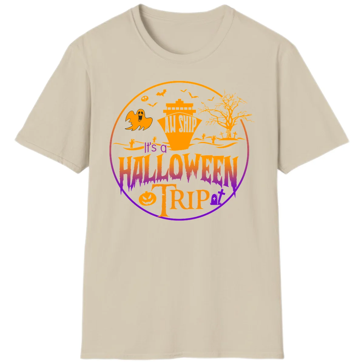 It's A Halloween Trip T-Shirt in Sand