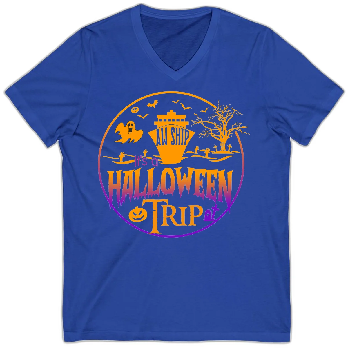 It's A Halloween Trip V-Neck in True Royal