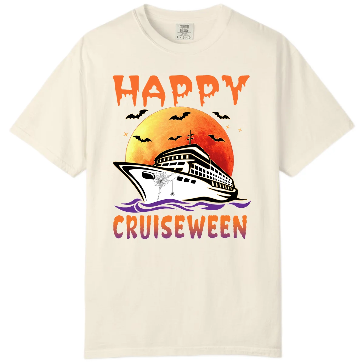 Happy Cruiseween Comfort Colors Halloween Tee in Ivory