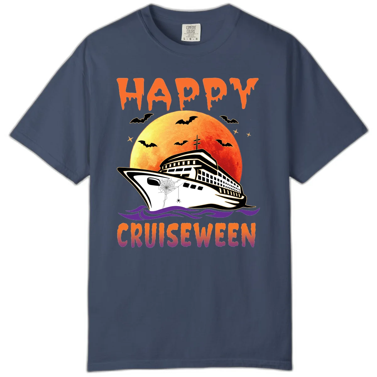 Happy Cruiseween Comfort Colors Halloween Tee in Midnight