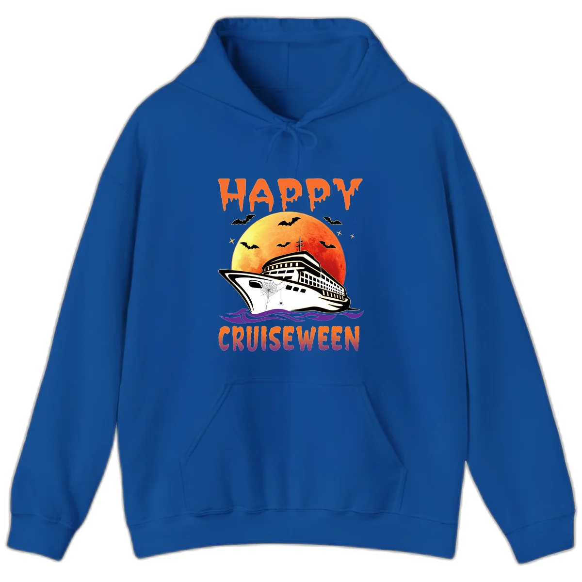 Happy Cruiseween Spooky Ship Halloween Hoodie in Royal