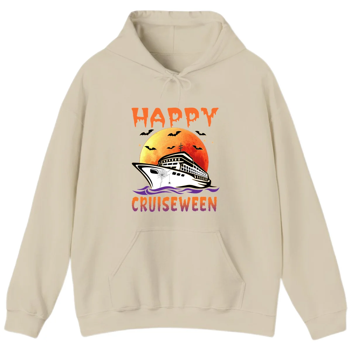 Happy Cruiseween Spooky Ship Halloween Hoodie in Sand