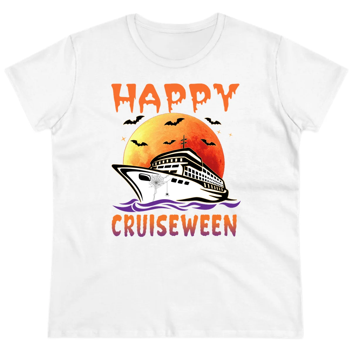 Happy Cruiseween Ladies Spooky Cruise Tee in White