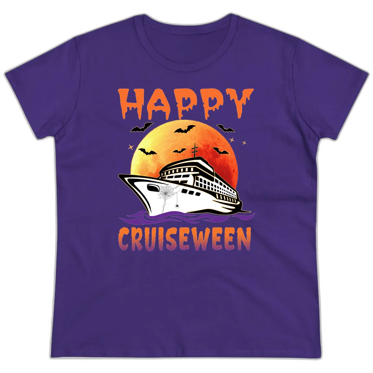 Happy Cruiseween Ladies Spooky Cruise Tee in Purple
