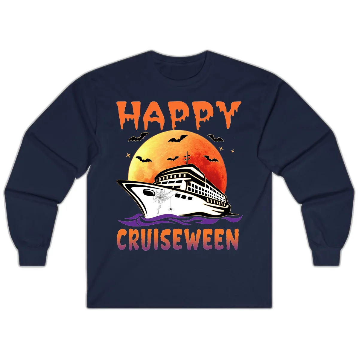 Happy Cruiseween Spooky Cruise Long Sleeve in Navy