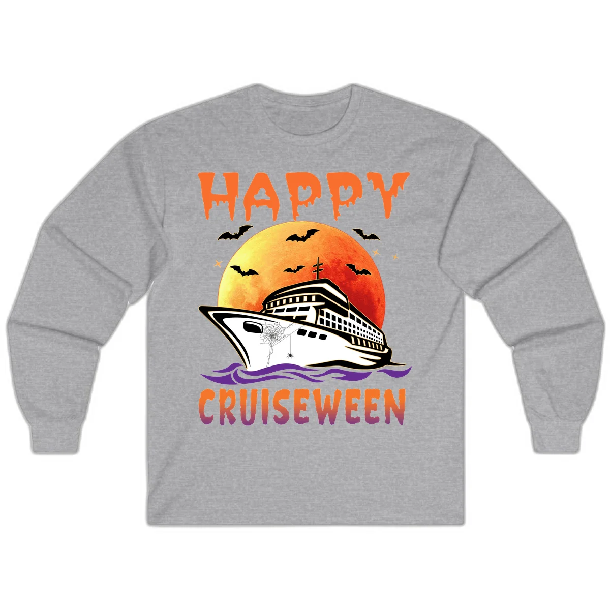 Happy Cruiseween Spooky Cruise Long Sleeve in Sport Grey