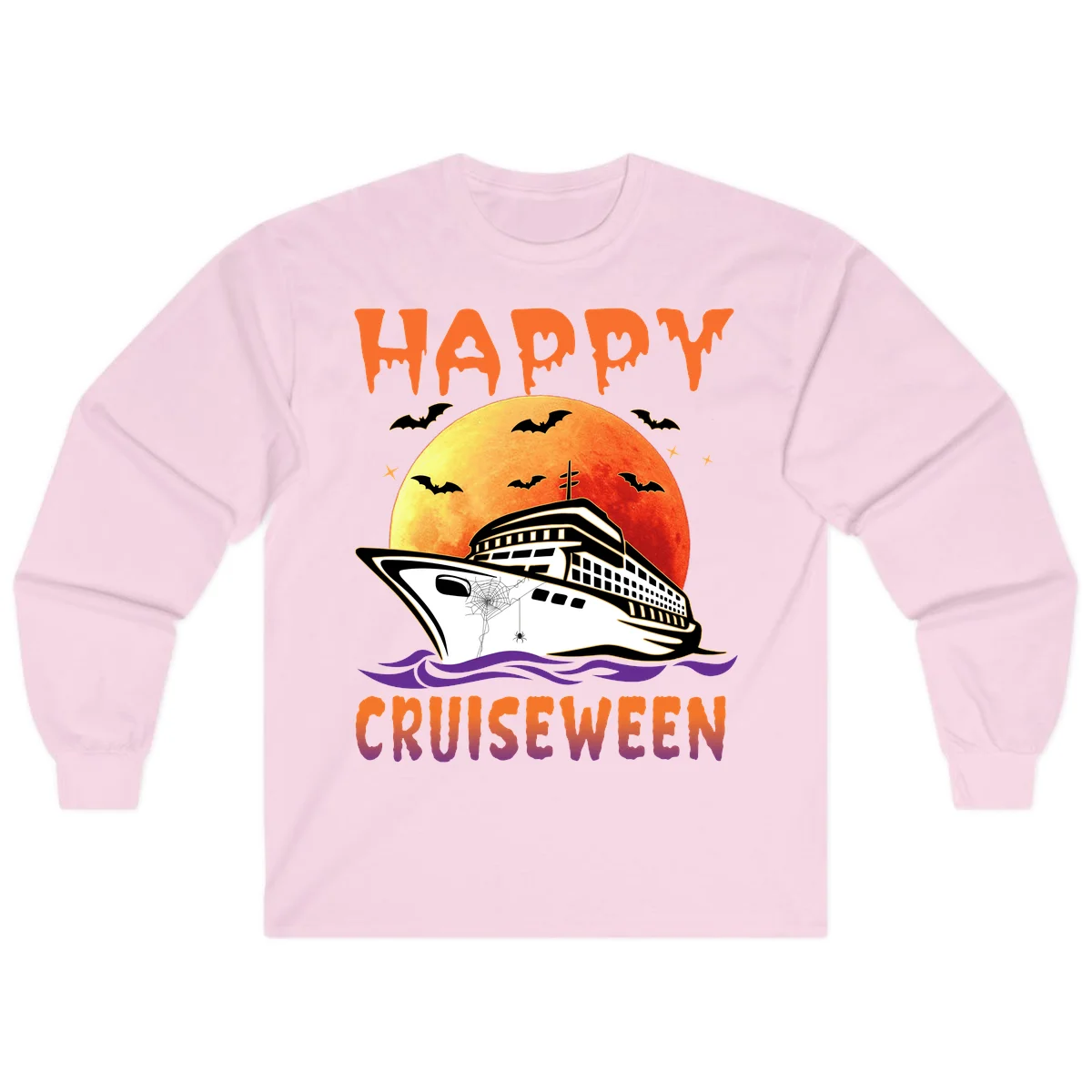 Happy Cruiseween Spooky Cruise Long Sleeve in Light Pink