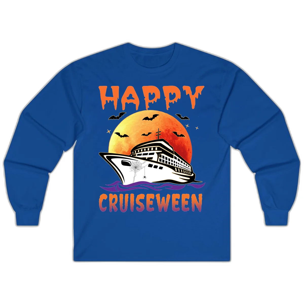 Happy Cruiseween Spooky Cruise Long Sleeve in Royal