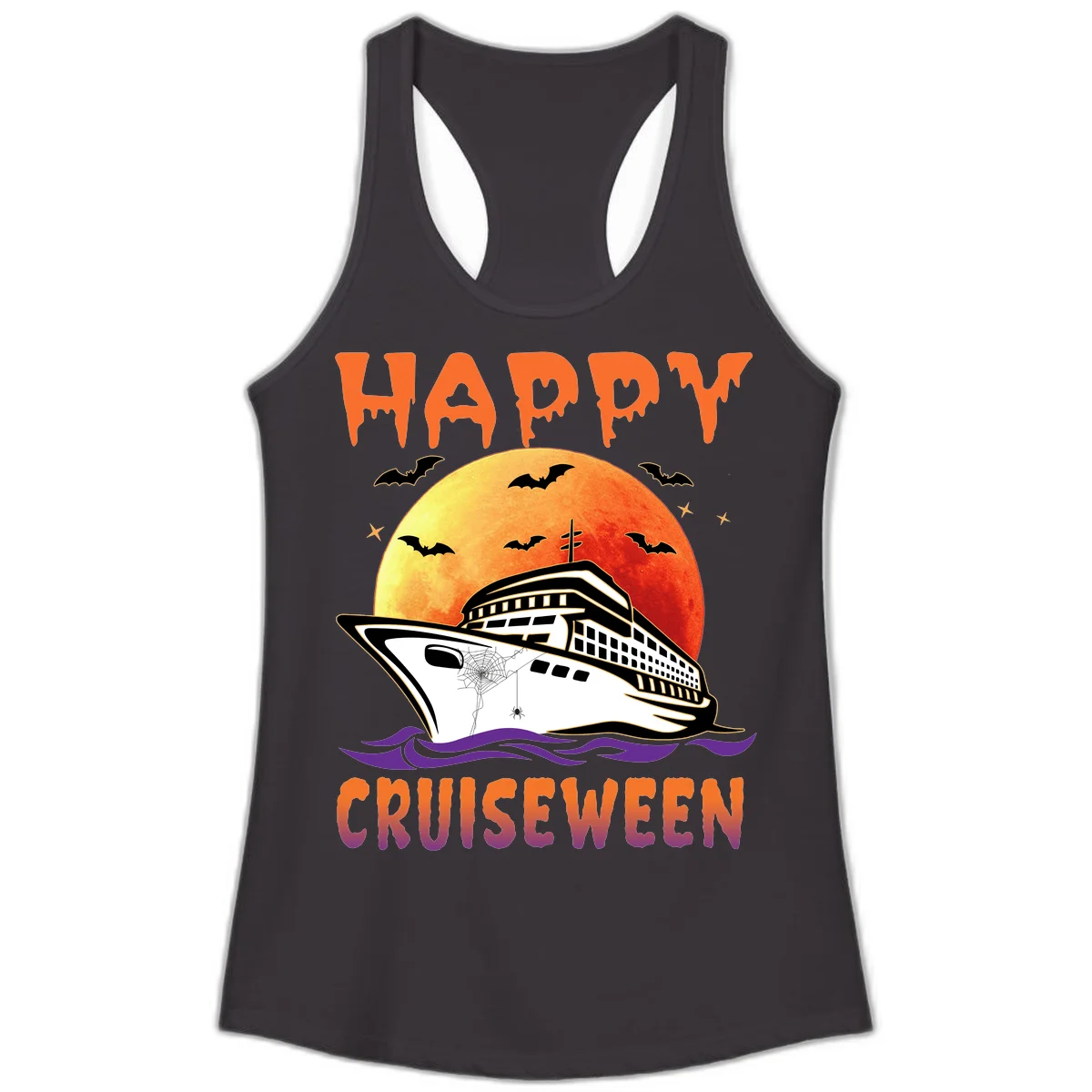 Happy Cruiseween Ladies Spooky Cruise Tank in Black