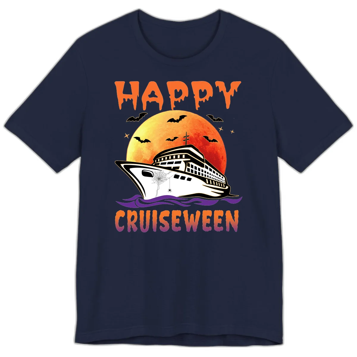 Happy Cruiseween Premium Spooky Cruise Tee in Navy