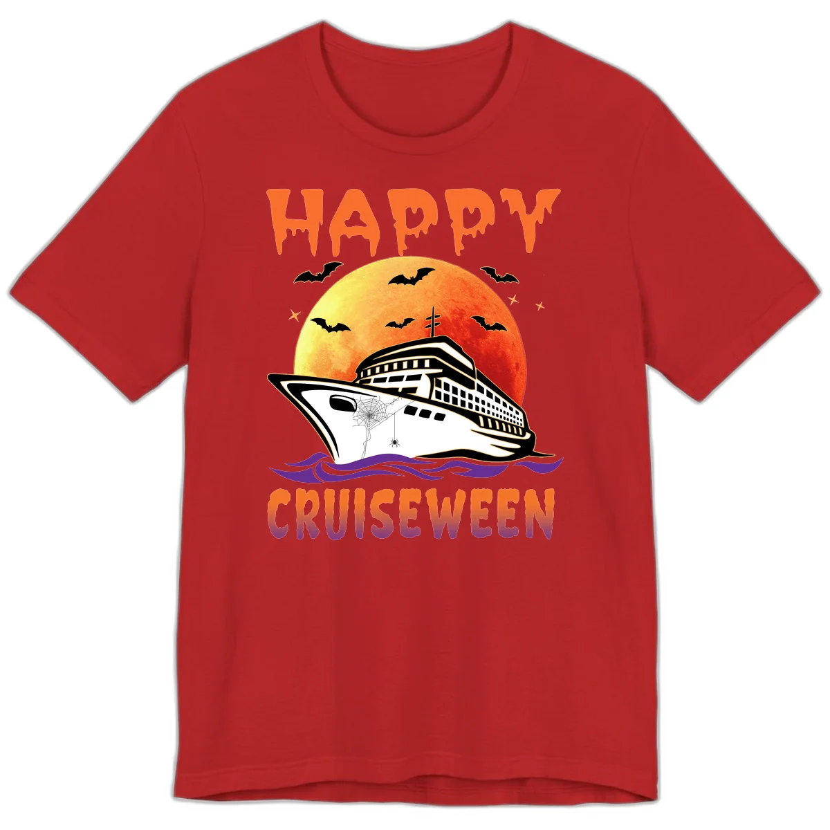 Happy Cruiseween Premium Spooky Cruise Tee in Red