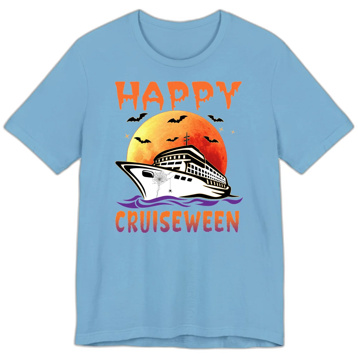 Happy Cruiseween Premium Spooky Cruise Tee in Ocean Blue