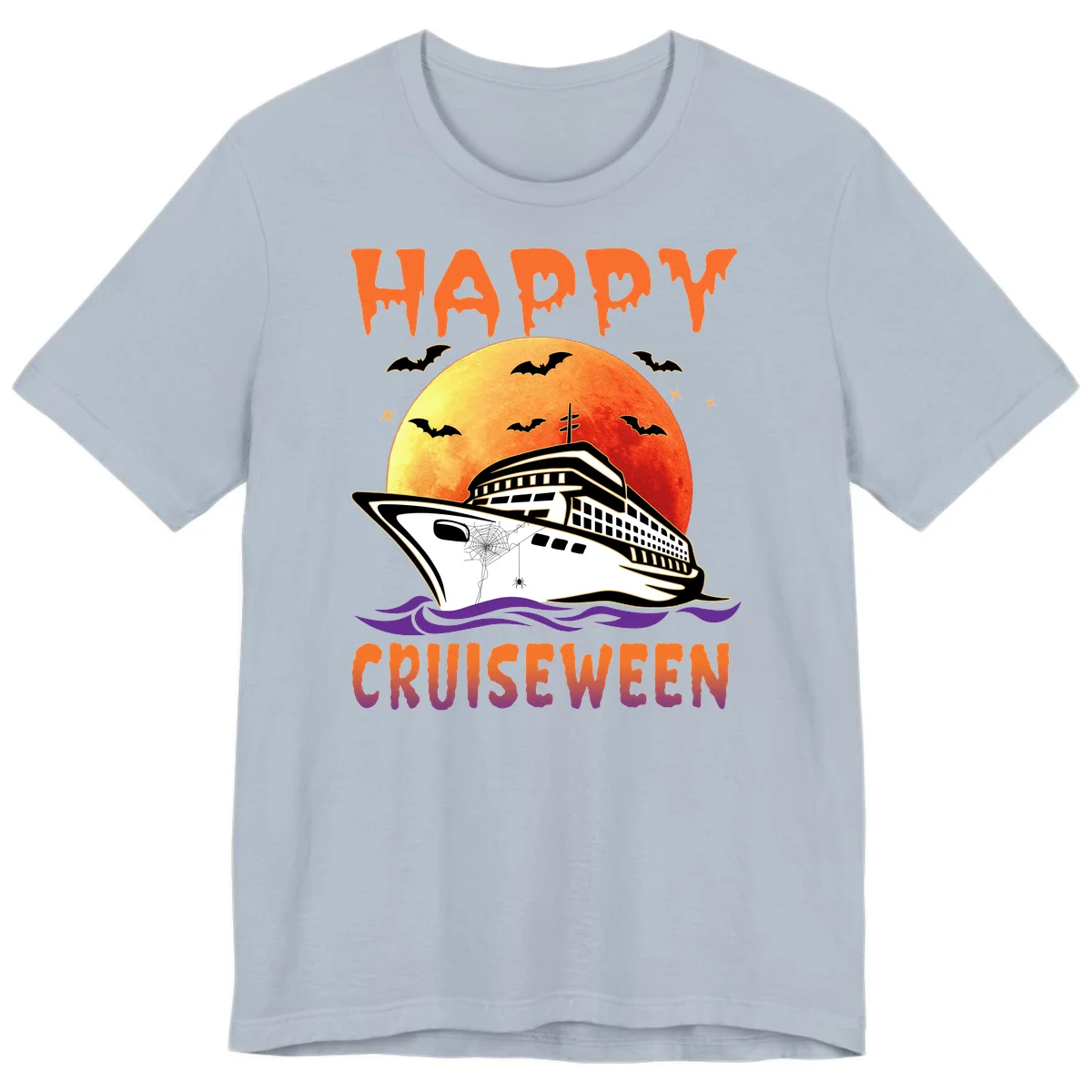 Happy Cruiseween Premium Spooky Cruise Tee in Light Blue