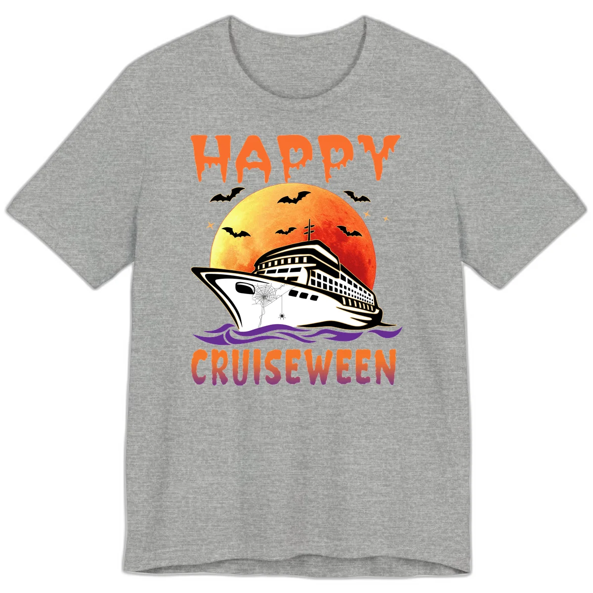 Happy Cruiseween Premium Spooky Cruise Tee in Athletic Heather