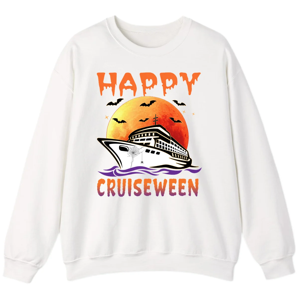 Happy Cruiseween Spooky Cruise Sweatshirt in White